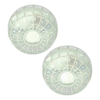 Mid-Century Modern Glass Flush Mounts from Limburg, Germany, 1970s, Set of 2 For Sale