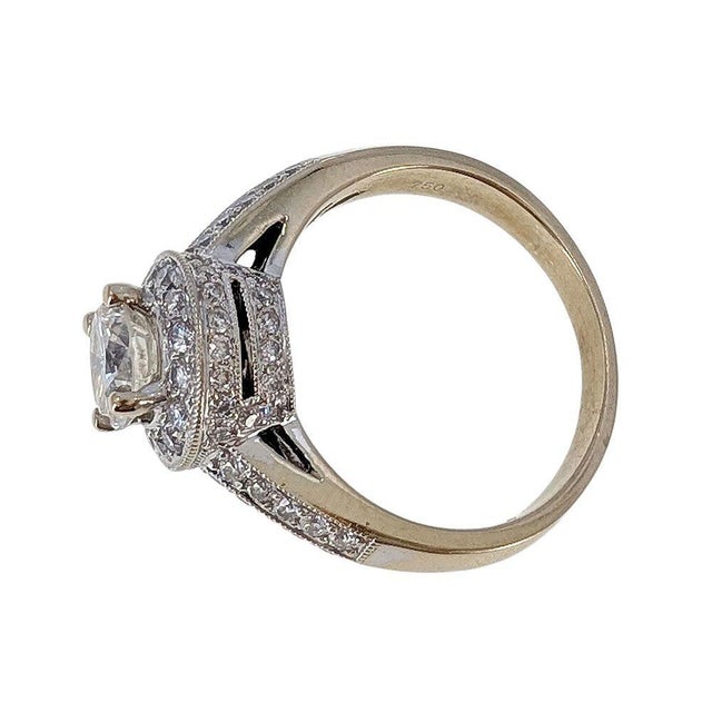 Natural Diamond Halo Engagement Ring, Size 6 For Sale - Image 4 of 7