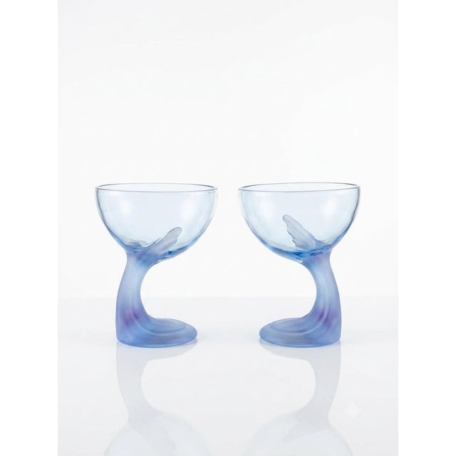 Vintage Italian Sapphire Blue Jerba Dessert Glasses from Bormioli Rocco, 1980s, Set of 2, in Very Good conditions....