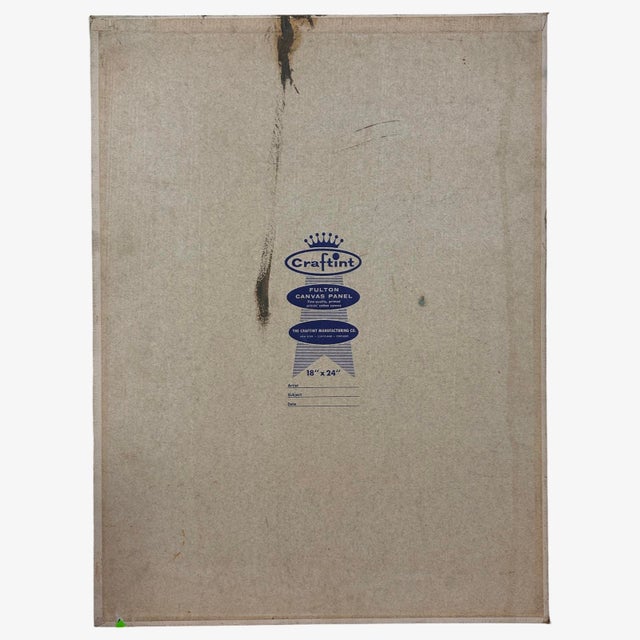 Vintage 1950s Modernist Portrait of Young Man, Oil on Board For Sale In Philadelphia - Image 6 of 6