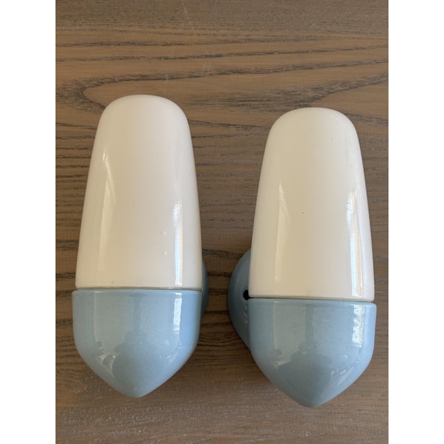 Model 6067 Sconces in Ceramic by Wilhelm Wagenfeld for Lindner, 1958, Set of 2, in Flawless conditions. Designed 1950 to...
