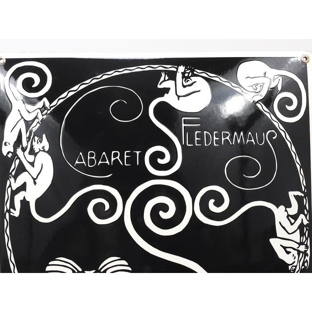 Art Nouveau Moriz Jung Cabaret Bat Enameled Advertising Sign by Josef Hoffmann, Vienna, 1960s For Sale - Image 12 of 18