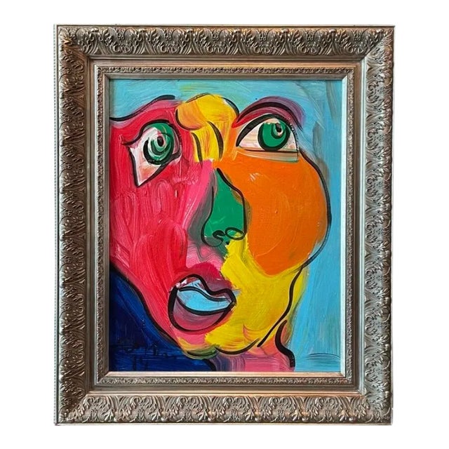 “Andy Warhol” by Artist Peter Keil Original Titled Painting Framed For Sale