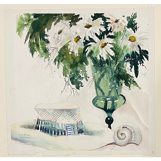 Green Jane A'Lee Heyerdahl Straw Hat With Daisies For Sale - Image 8 of 8