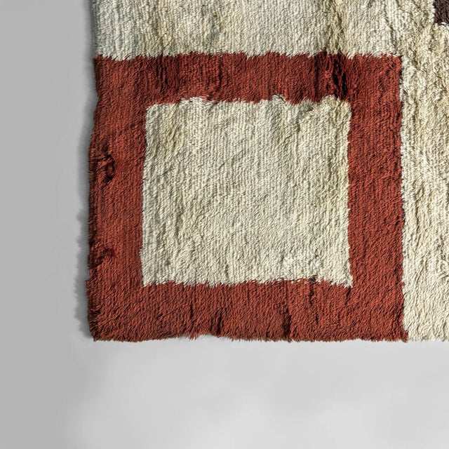 Textile Italian Modern Medium-Pile Rug in Beige, Red and Brown, 1970s For Sale - Image 7 of 8