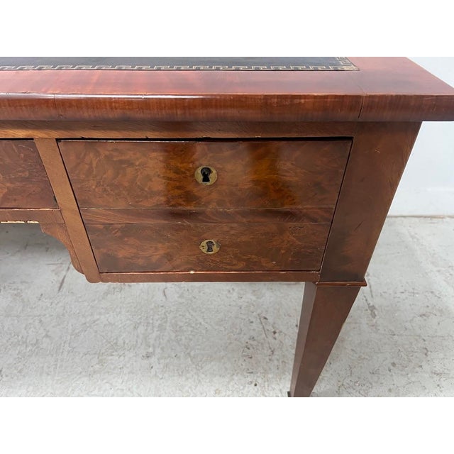 Louis XVI Style Flat Desk in Mahogany and Veneer, 19th Century For Sale - Image 6 of 15