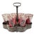 Vintage 8oz. Set of 6 Glasses in an Awesome Hammered Metal Carrier For Sale