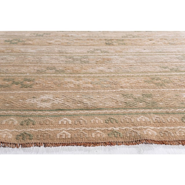 Contemporary Vintage Circa 1940 Tan Turkish Kilim Flatweave Rug 7ft 2in X 9ft For Sale - Image 3 of 14