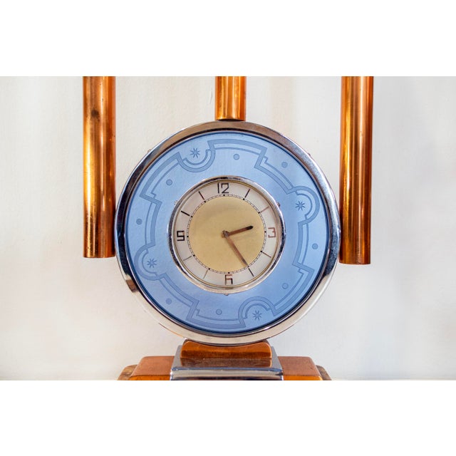 Art Deco Italian Glass and Marble Clock Lamp, 1930s For Sale - Image 4 of 6