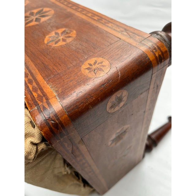 Brown Antique Pinwheel Inlaid Footstool For Sale - Image 8 of 10