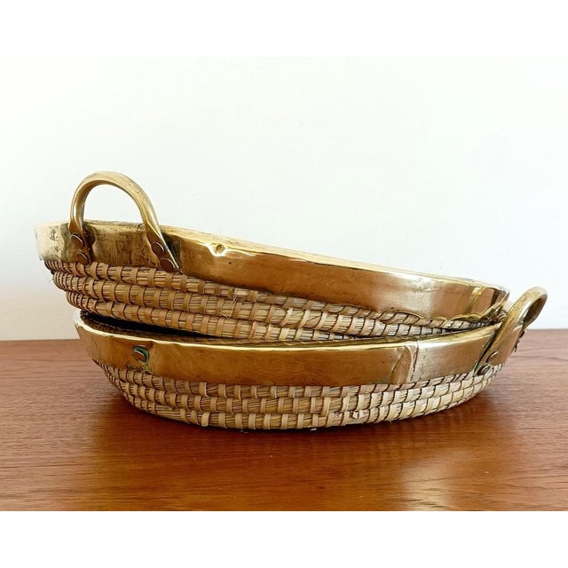 Mid-Century Italian Rattan and Brass Baskets, 1970s, Set of 2 For Sale - Image 18 of 18