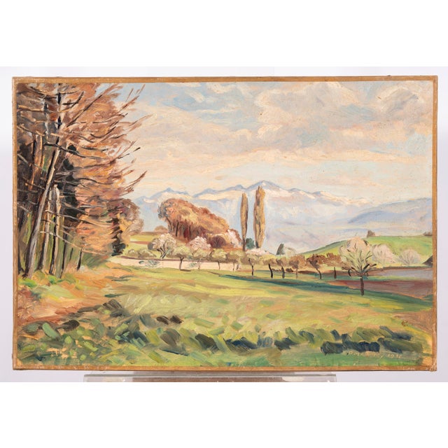 Paul Mathey, Impressionist Landscape with Trees and Mountains, 1932, Oil on Canvas For Sale - Image 11 of 15