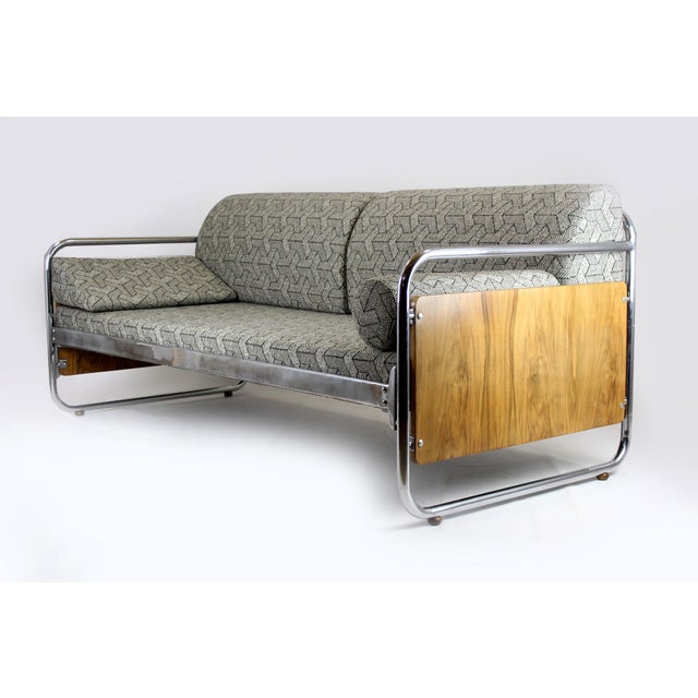 Bauhaus sofa made in Czechoslovakia in the 1940s. The sofa has undergone a complete restoration while preserving its...