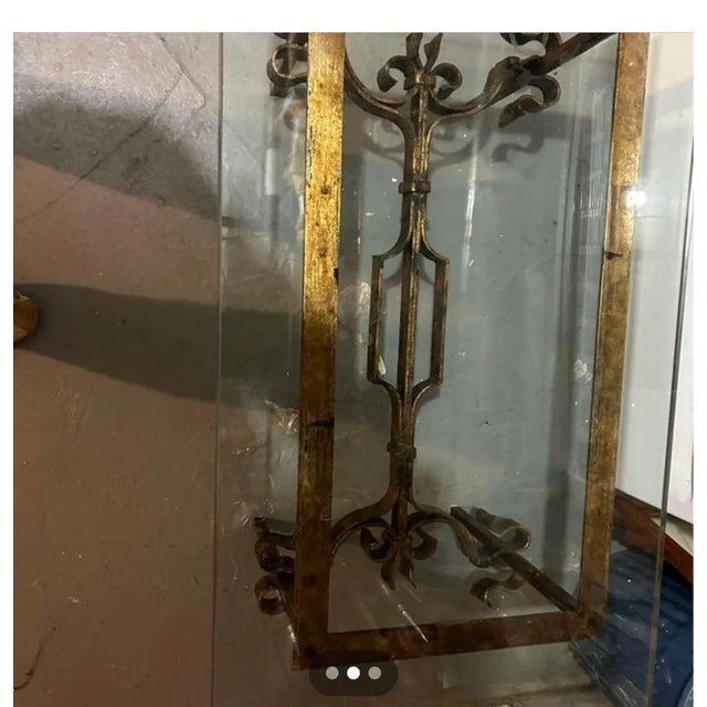 Hollywood Regency 1950s Hollywood Regency Gilded Wrought Iron Table For Sale - Image 3 of 10