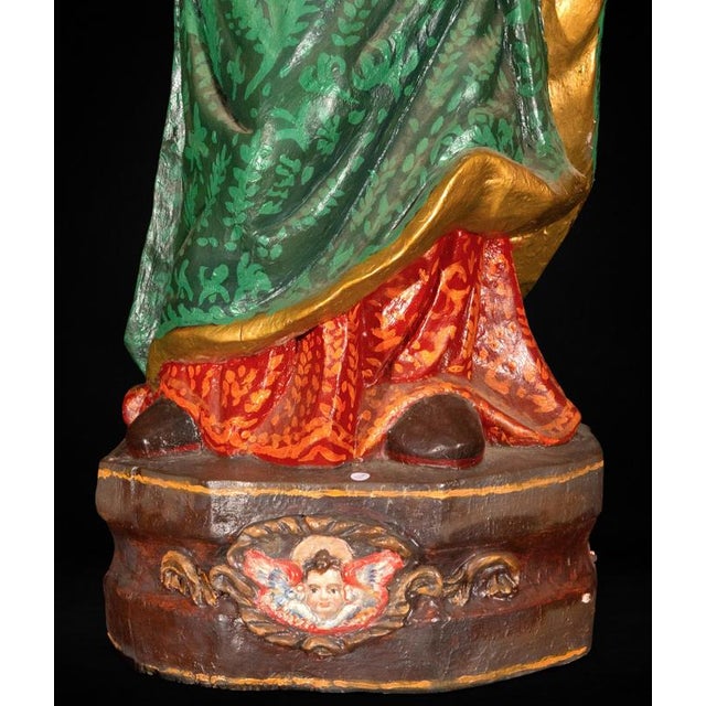 Peruvian Colonial Artist, Polychromed Sculpture of Saint Urban I, 1750, Wood For Sale - Image 3 of 9