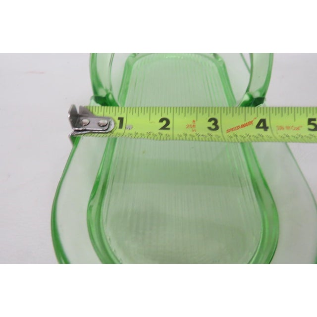 Early 20th Century Green Uranium Depression Glass Oblong Celery Tray Serving Dish With Handle For Sale - Image 15 of 16