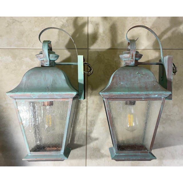 Metal Pair of Vintage Solid Brass Lanterns - Timeless Elegance for Your Home For Sale - Image 7 of 12