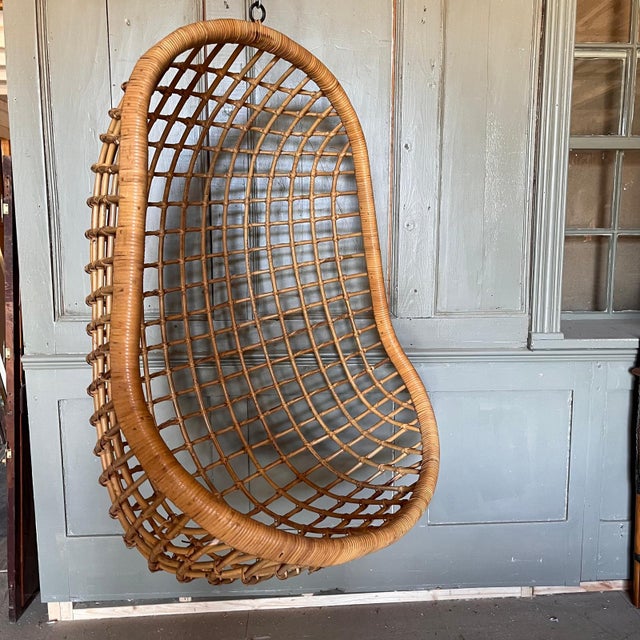 Mid-Century Modern Hanging Bamboo and Rattan Egg Chair For Sale - Image 11 of 11
