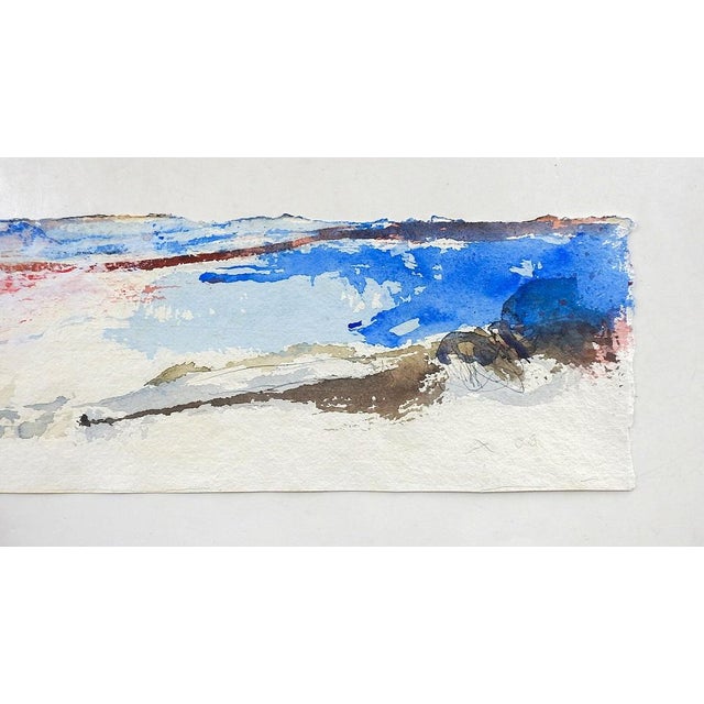 Long-format abstract landscape using watercolor and pencil on heavy watercolor paper by George Turner (1943-2014). Signed,...