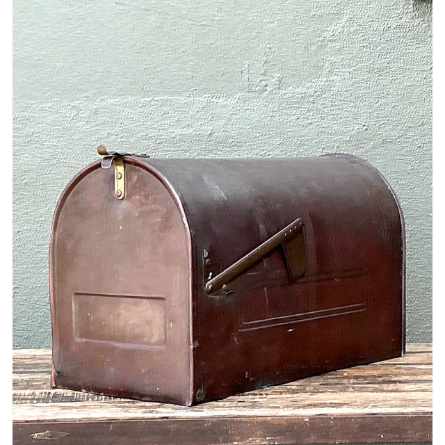 Copper Vintage Monumental Copper Mailbox With Flag For Sale - Image 8 of 12