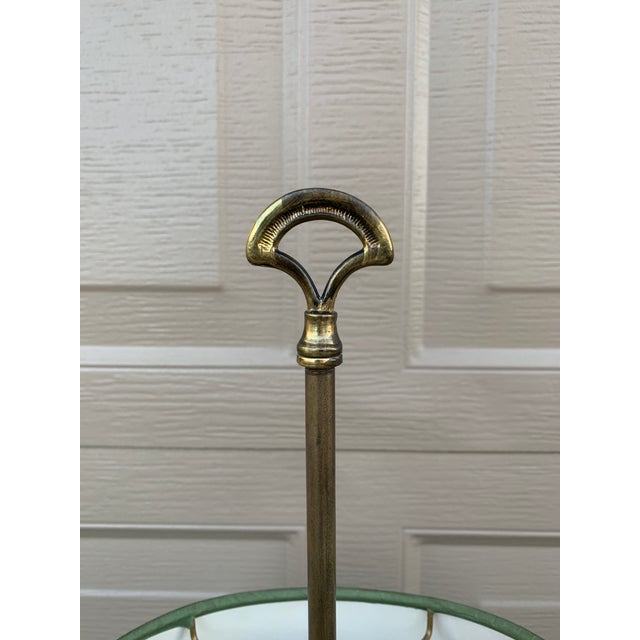 Warren Kessler Mid-20th Century French Provincial Brass Bouillotte Lamp With Green Shade For Sale - Image 4 of 10