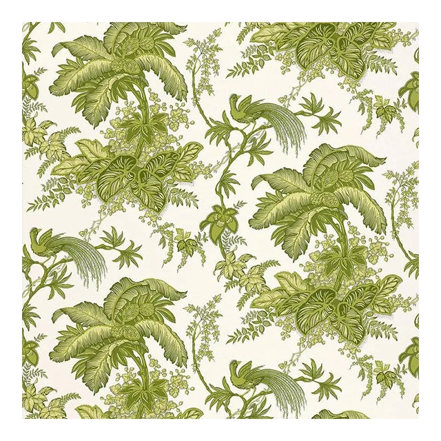 Sample - Schumacher Coconut Grove Wallpaper in Leaf For Sale