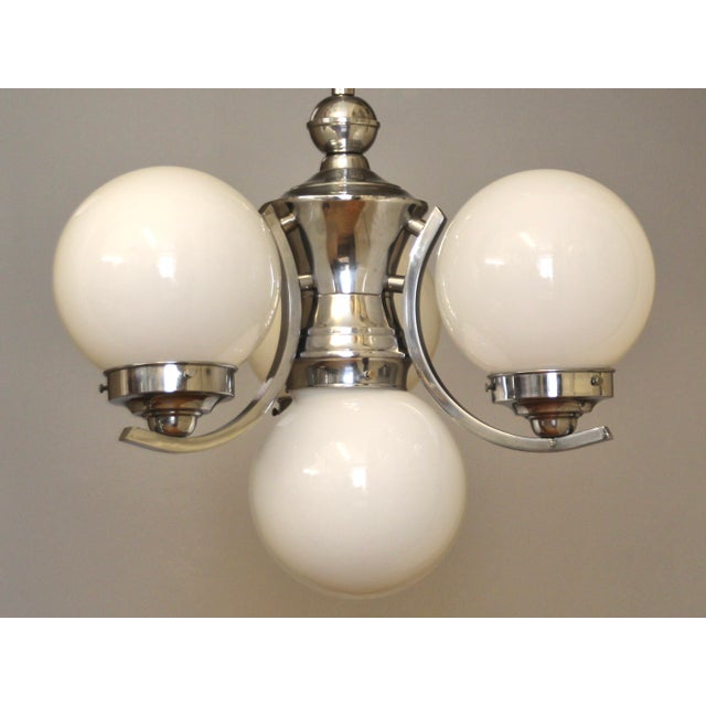 Silver Vintage Bauhaus Glass Chandelier, 1930s For Sale - Image 8 of 11
