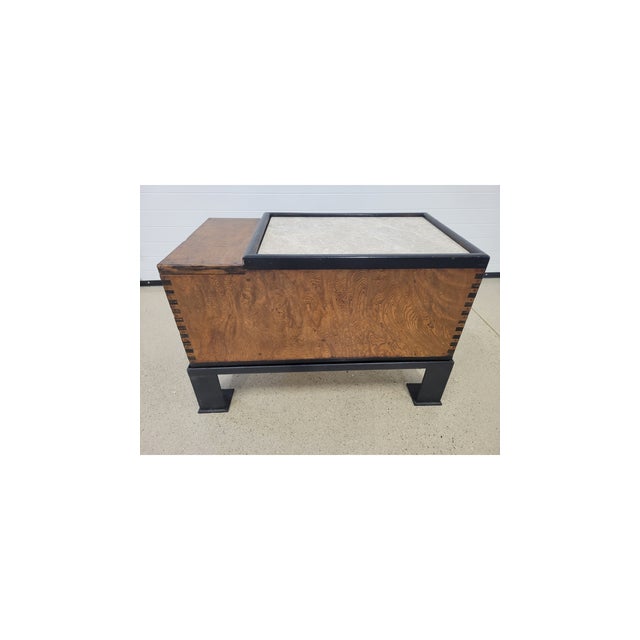 Japanese Antique Japanese Keyaki Wood Hibachi Tansu Chest on Custom Ebonized Metal Stand For Sale - Image 3 of 11
