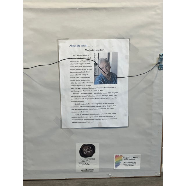 Wood M. Miller Mid-Century Modern Floral Painting – Abstract Botanical on Red Ground, Framed For Sale - Image 7 of 9