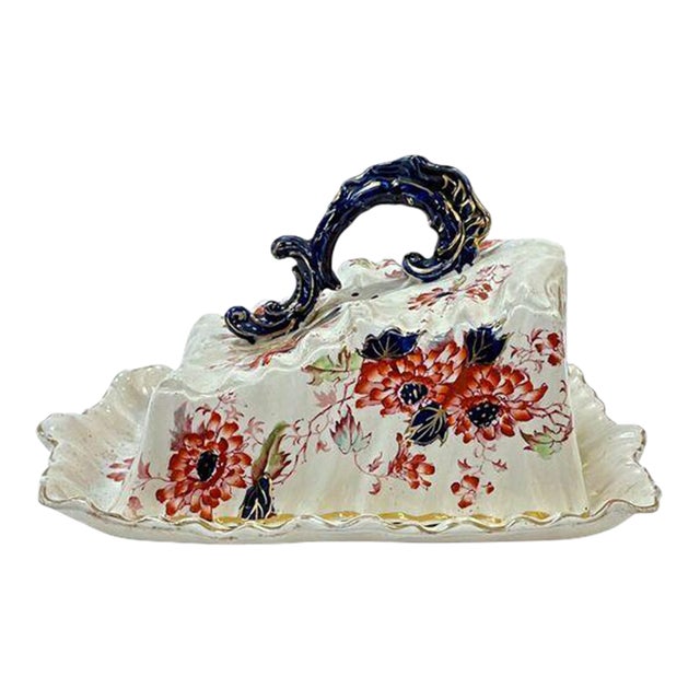 Antique Floral Covered Cheese Dish For Sale