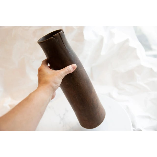 Wood Vintage African Tall Wooden Vase For Sale - Image 7 of 9