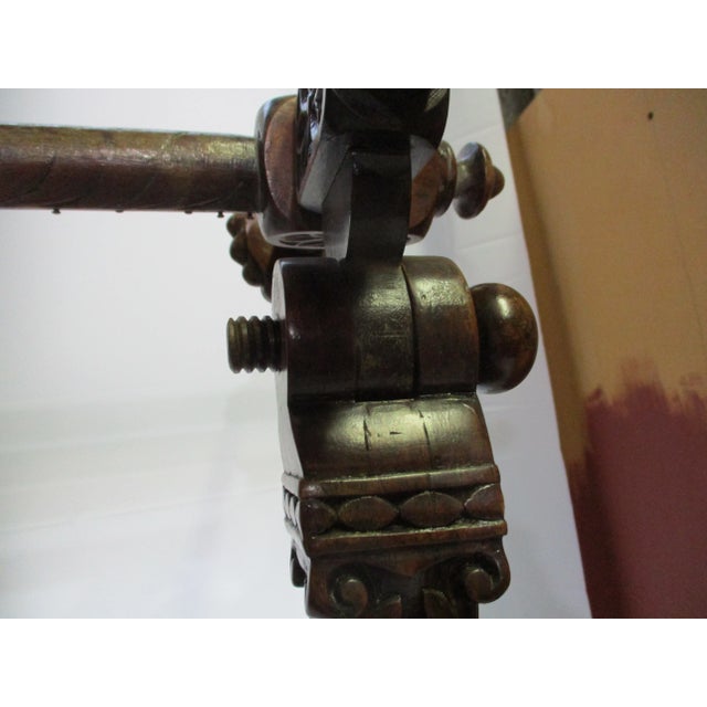 Chocolate Antique Indian British Raj Rosewood Weaving Stand 19th Century For Sale - Image 8 of 17