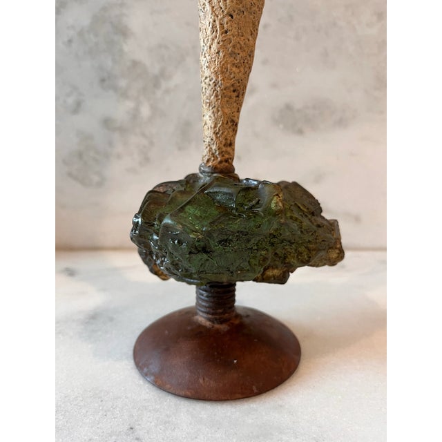 Brown Vintage Abstract Mixed Media Sculpture by Billy Moon Sarreid For Sale - Image 8 of 11
