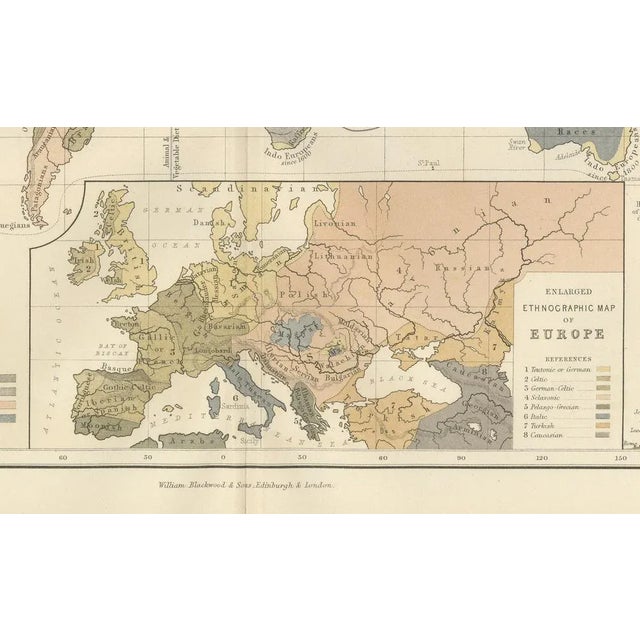 Paper Ethnographic Map of the World by A.K. Johnston, 1852 For Sale - Image 7 of 10