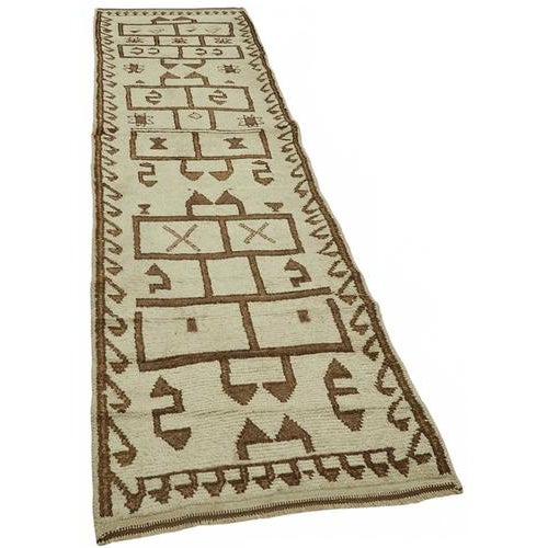 Textile Beige Bohemian Runner Rug For Sale - Image 7 of 7