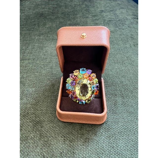 Bochic “Orient” Vintage Amethyst, Lemon Quartz & Citrine Ring Set In 18K Gold & For Sale - Image 4 of 15
