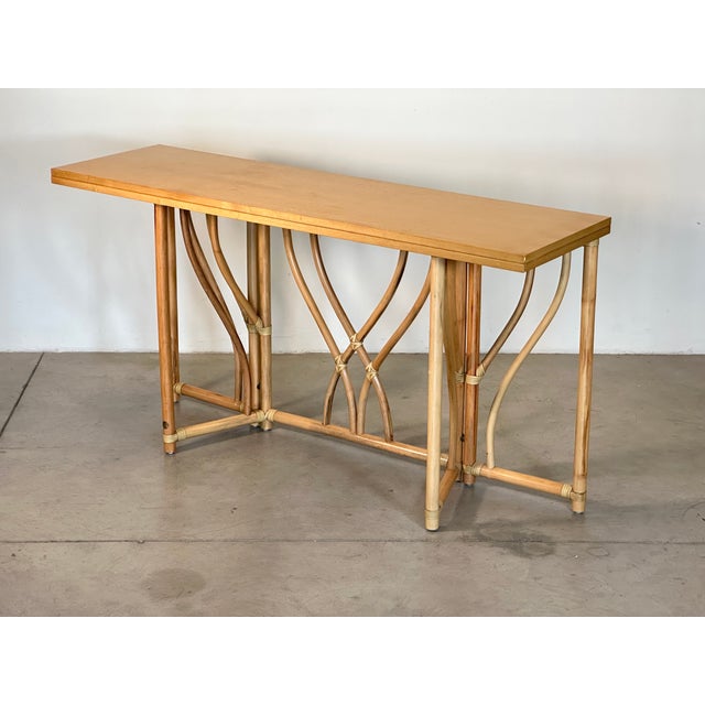 Console Table in Wood and Bamboo from IG, 1970s For Sale - Image 4 of 16