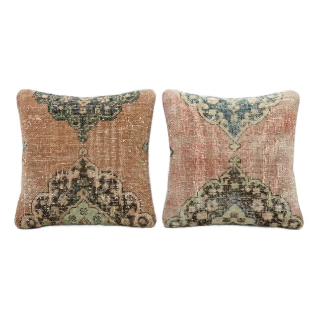 Anatolian Oushak Rug Pillow Cover 20'' X 20'' - Set of Two For Sale