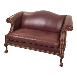 Rare Hancock & Moore Vintage Leather Sofa With Ball & Claw Carved Feet For Sale