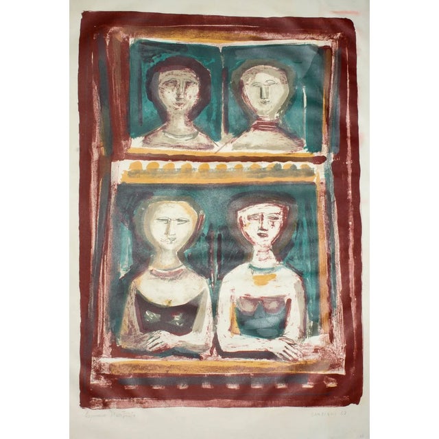 Le Belle di Sera - Original Lithograph by Massimo Campigli - 1967 1967 For Sale