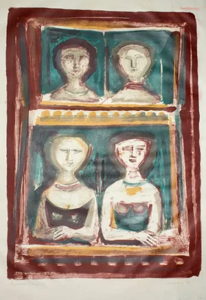 Le Belle di Sera - Original Lithograph by Massimo Campigli - 1967 1967