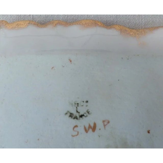 Ceramic Antique Art Nouveau Limoges Haviland & Co France Porcelain Hand Painted Purple Iris Tray 1888 1896 For Sale - Image 7 of 8