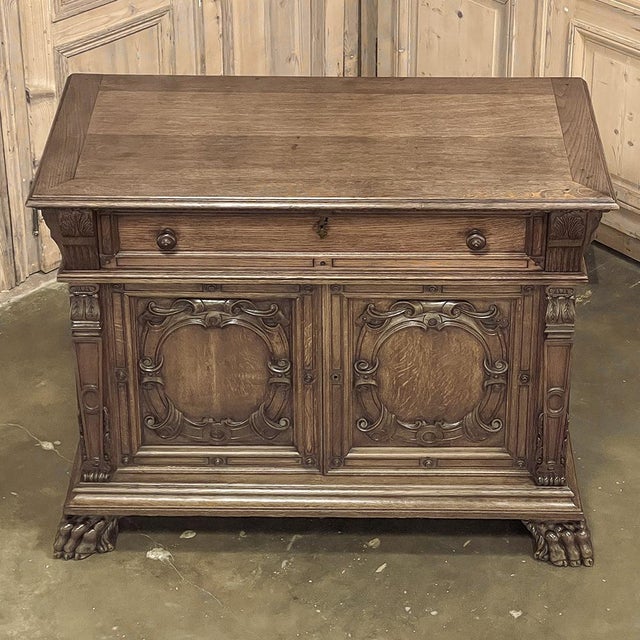 Antique French Louis XIV Renaissance Revival White Oak Buffet For Sale In Dallas - Image 6 of 18