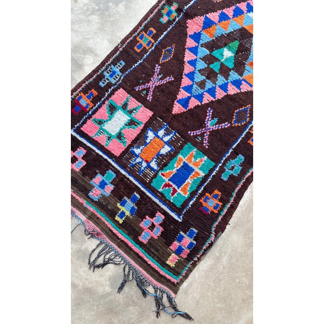 Brown Moroccan Vintage Boujad Rug - 4'0" X 9'6" Ft For Sale - Image 8 of 11