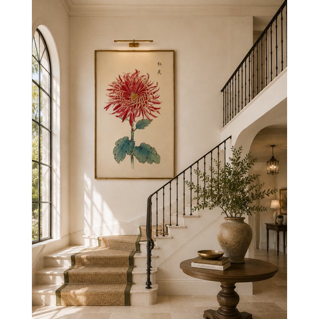 Red Red Chrysanthemum by Hasegawa, Vintage Japanese Botanical Art Print, 40" X 60" For Sale - Image 8 of 9
