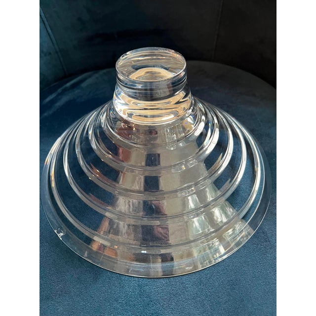 Modern Signed Nambé Art Glass Heavy Modern Cut Crystal Centerpiece Bowl For Sale - Image 3 of 8