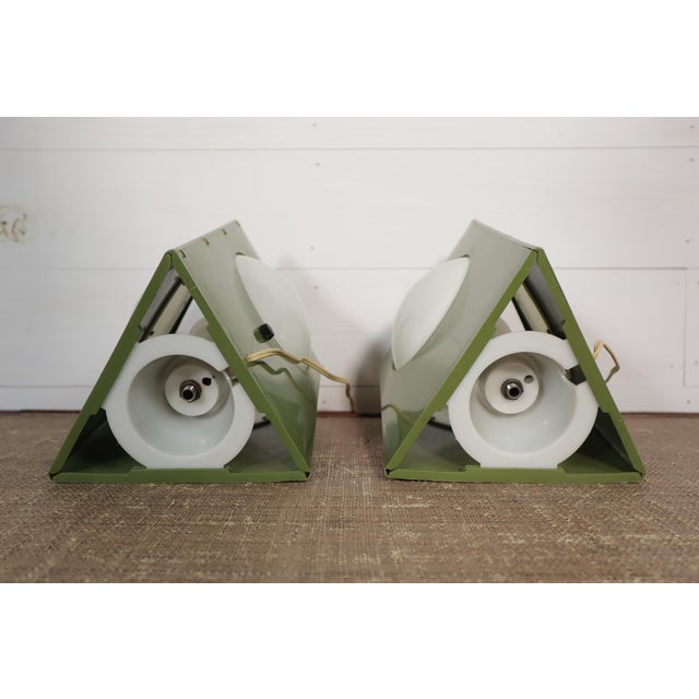 Vintage Geometric Triangle Lamp Pair by c.n. Burman Mod Space Age Mid Century Modern Atomic Retro 70's For Sale - Image 10 of 10