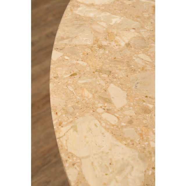 Late 20th Century Faux Bois Carved Wood & Marble Top Round Accent Table For Sale - Image 4 of 18