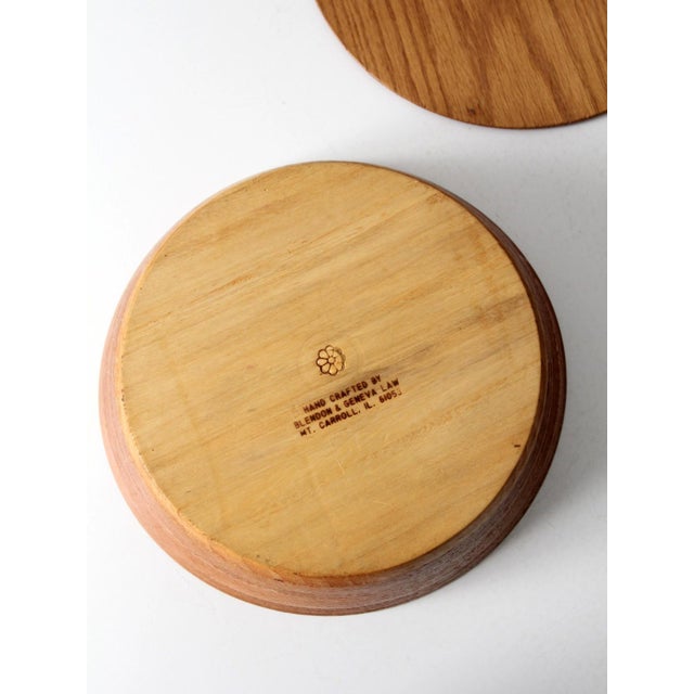 Mid 20th Century Vintage Handmade Wood Bowl With Lid For Sale - Image 5 of 10