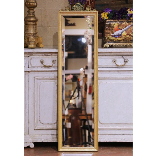 Late 20th Century Late 20th Century French Louis XVI Style Giltwood Beveled Floor Mirror For Sale - Image 5 of 7